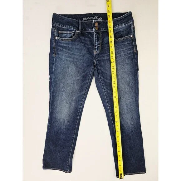 American Eagle Outfitters Size 8 Regular Women 25" Inseam Artist Crop Blue Jeans - Picture 13 of 13